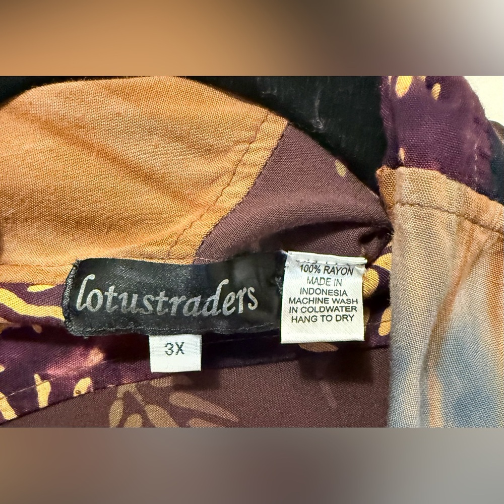 Lotus Traders Rayon Patchwork Batik Duster With S… - image 2